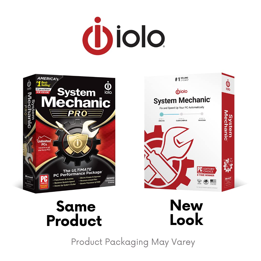 iolo - System Mechanic Pro, Computer Cleaner for Windows, Blocks Viruses and Spyware, Restores System Speed, Software License