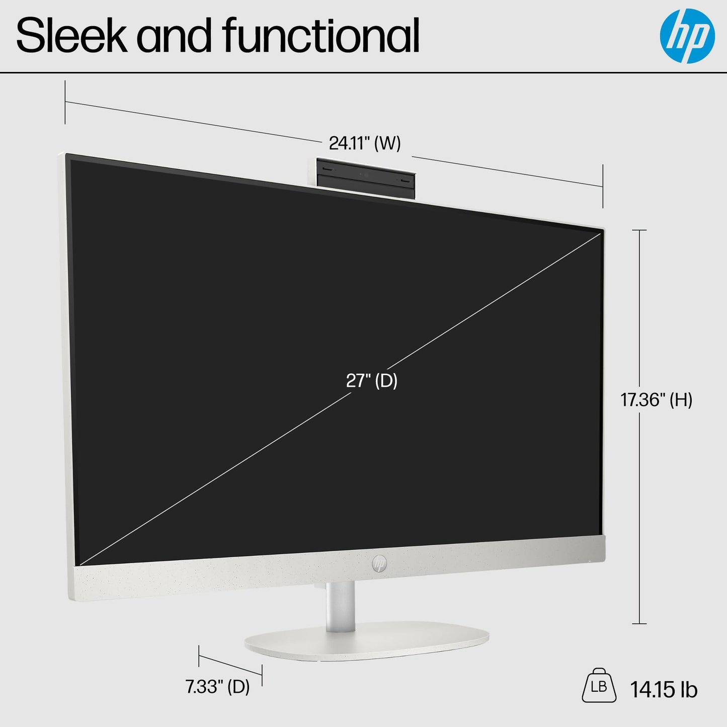 HP 27 inch All-in-One Desktop PC, FHD Display, AMD Ryzen 7 7730U, 32 GB RAM, 1 TB SSD, AMD Radeon Graphics, Windows 11 Home, 27-cr0012 (2024)