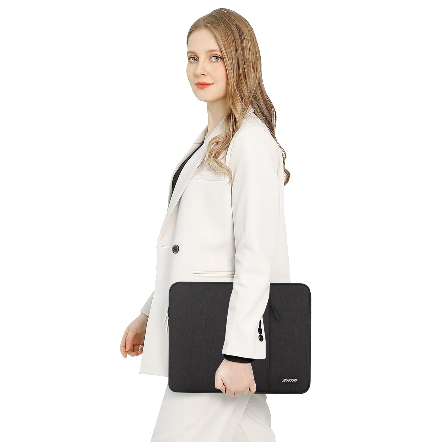 MOSISO Laptop Case 16 inch, 15-15.6 inch Laptop Sleeve Compatible with MacBook Pro 16 M4 M3 M2 M1, HP Acer Dell Lenovo ASUS Notebook, Polyester Vertical Computer Sleeve Bag with Pocket, Black