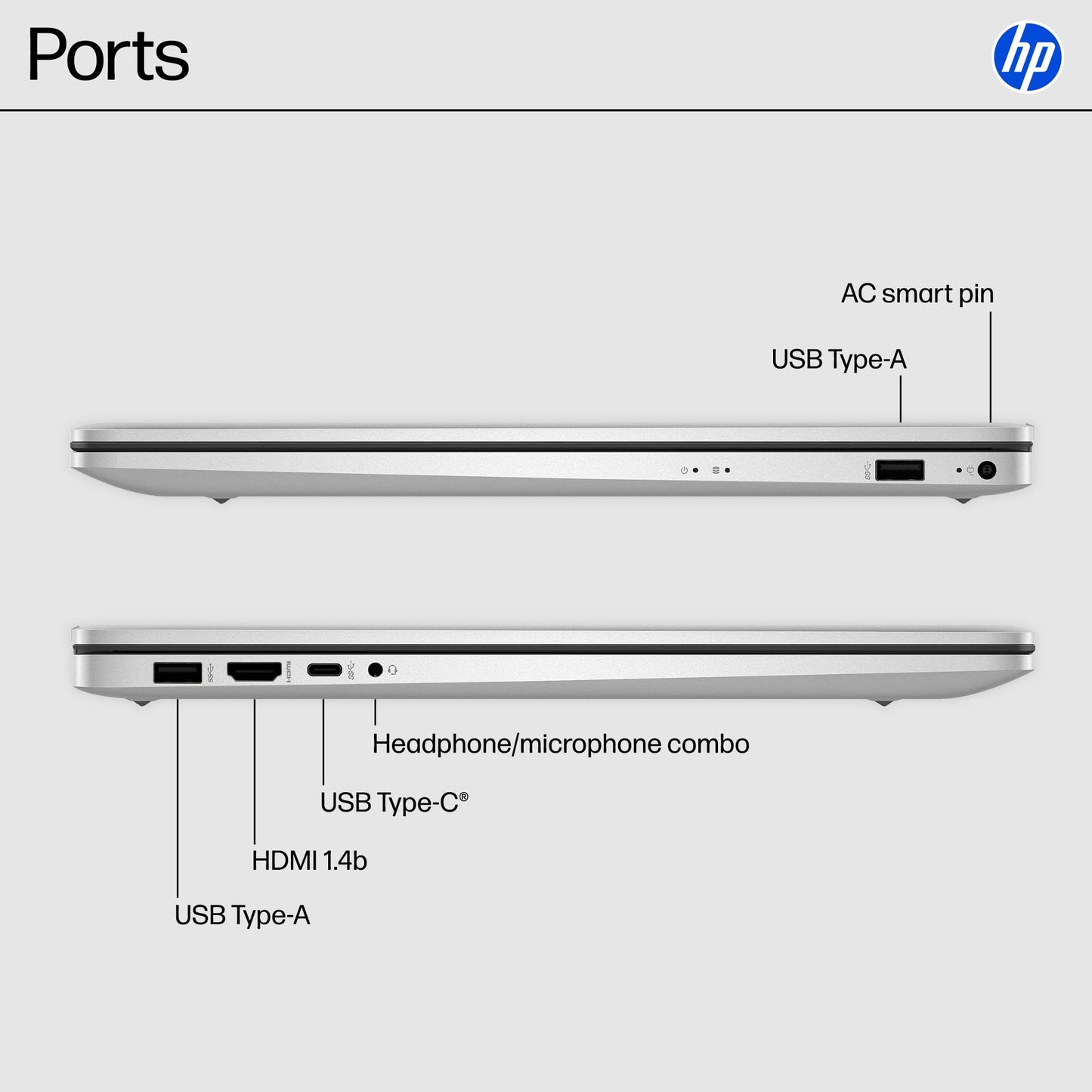 HP 17.3 inch Laptop, HD+ Display, AMD Ryzen 5 7520U, 16 GB RAM, 512 GB SSD, AMD Radeon Graphics, Windows 11 Home, Natural Silver, 17-cp2199nr