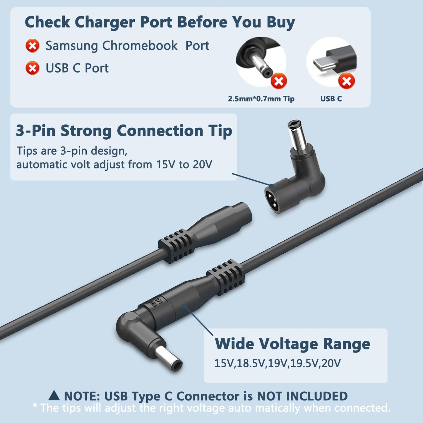 ELECBRAIN 90W Universal AC Adapter Laptop Charger Compatible with HP Dell Lenovo Acer Asus Toshiba IBM Sony Fujitsu Gateway Notebook Ultrabook Chromebook Power Supply Cord with 16 Connectors