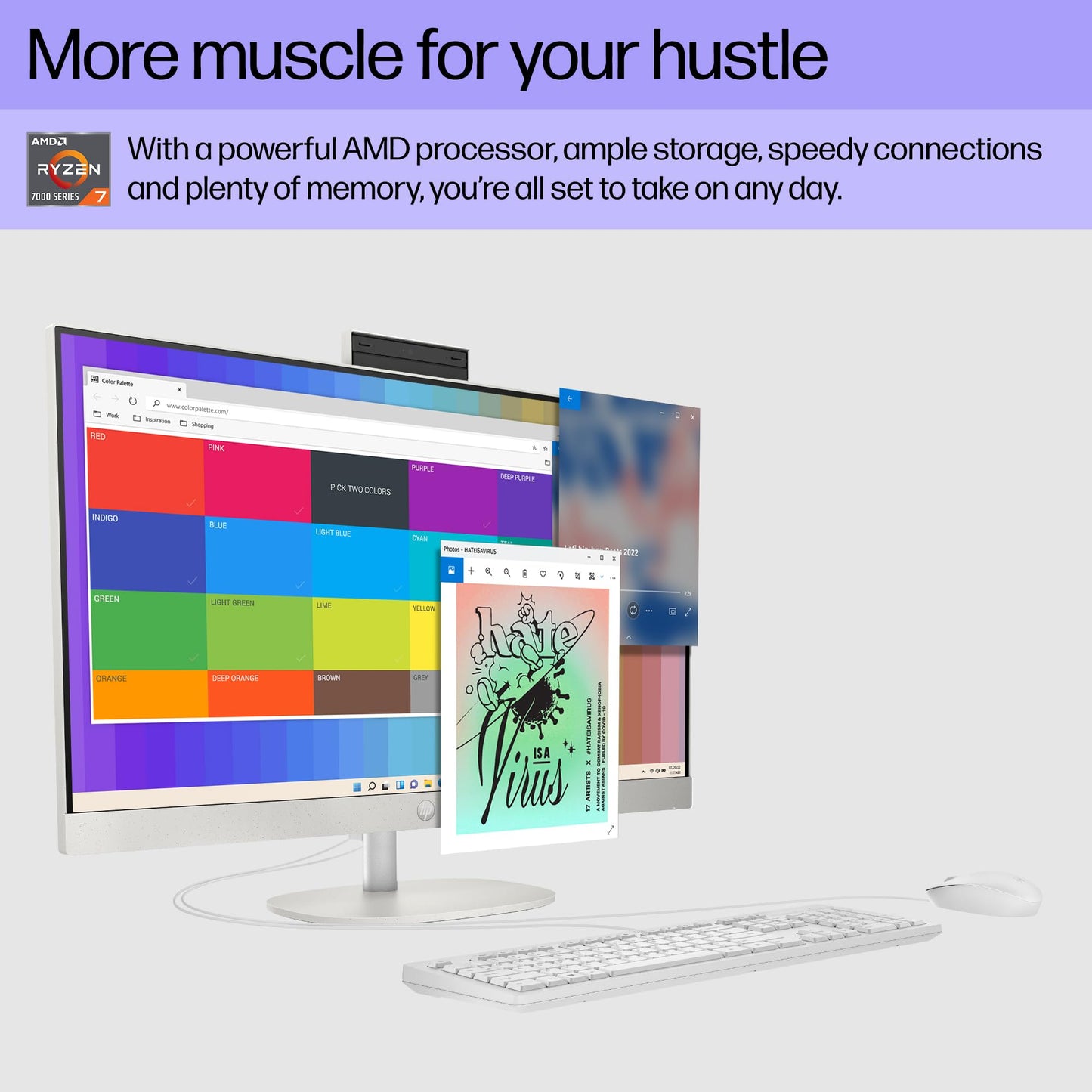 HP 27 inch All-in-One Desktop PC, FHD Display, AMD Ryzen 7 7730U, 32 GB RAM, 1 TB SSD, AMD Radeon Graphics, Windows 11 Home, 27-cr0012 (2024)