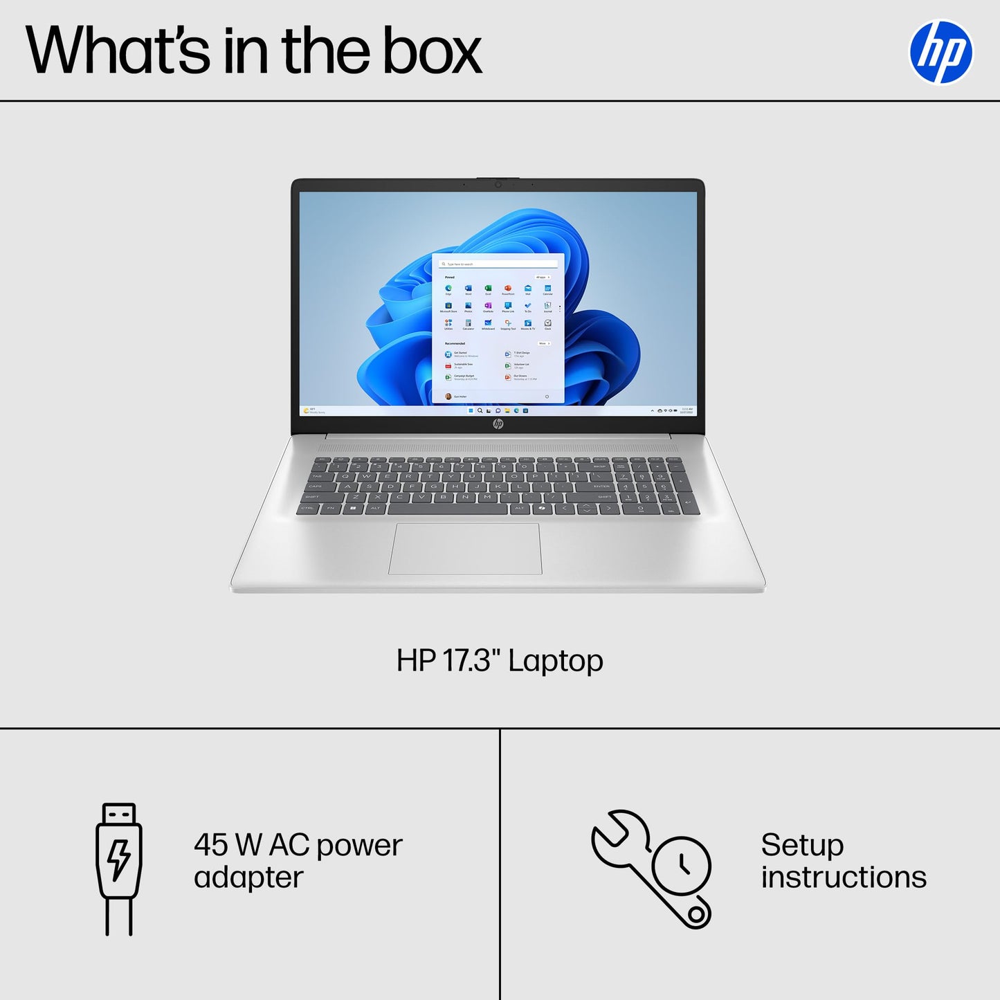 HP 17.3 inch Laptop, HD+ Display, AMD Ryzen 5 7520U, 16 GB RAM, 512 GB SSD, AMD Radeon Graphics, Windows 11 Home, Natural Silver, 17-cp2199nr