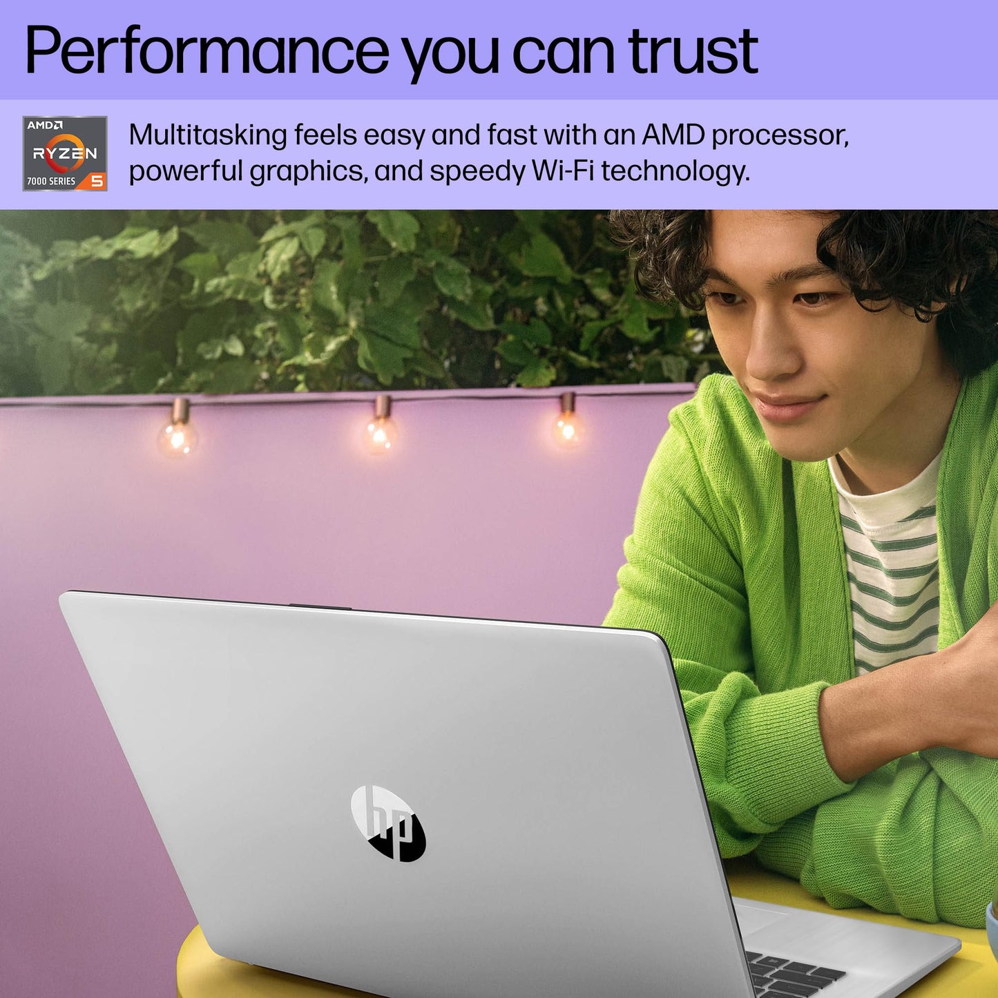 HP 17.3 inch Laptop, HD+ Display, AMD Ryzen 5 7520U, 16 GB RAM, 512 GB SSD, AMD Radeon Graphics, Windows 11 Home, Natural Silver, 17-cp2199nr